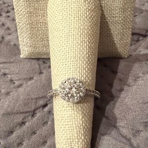 Diamonique Halo Engagement Ring